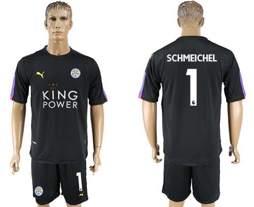 Leicester City #1 Schmeichel Black Goalkeeper Soccer Club Jersey